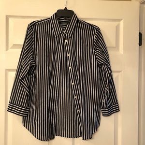 Blue & White Striped Polo Button Up